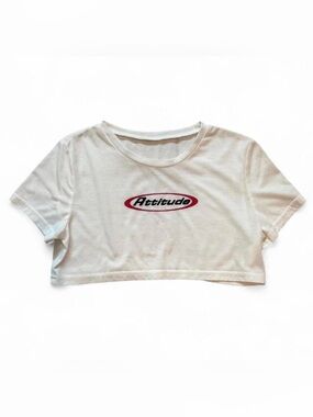 White & Red Attitude Crop Top